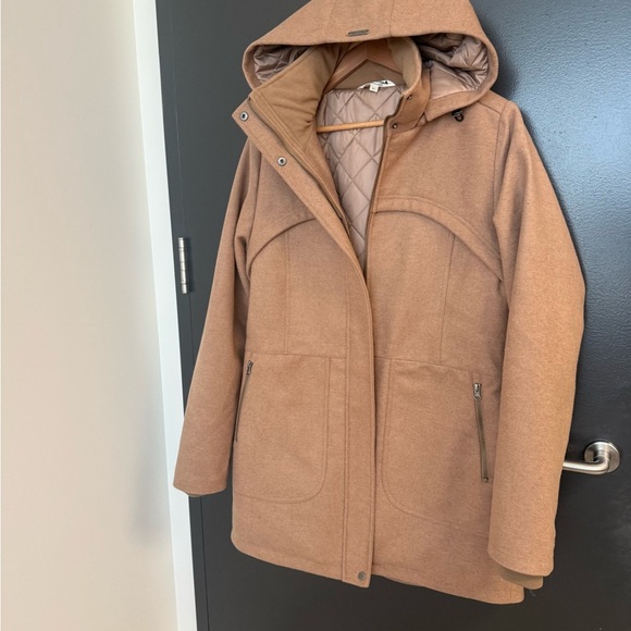 Mia Melon NWOT wool blend classic hooded Tan Utility Jacket / winter jacket - Picture 12 of 15
